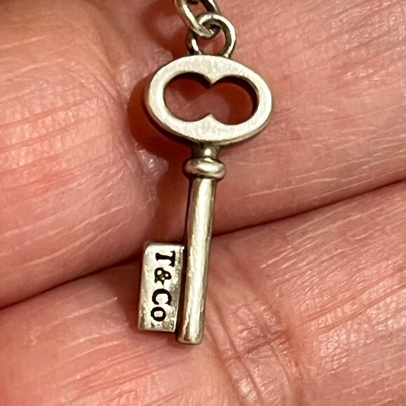 Authentic Tiffany & Co. Sterling Silver Key Pendant Necklace AG925 For Women - Picture 1 of 7